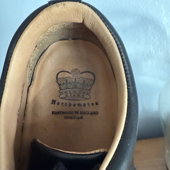 Crown Northampton Overstone Derby Shoes Black Leather Size UK 9 - Picture 6 of 11